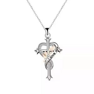 Trendy cross infinite love necklace with crystal pendant